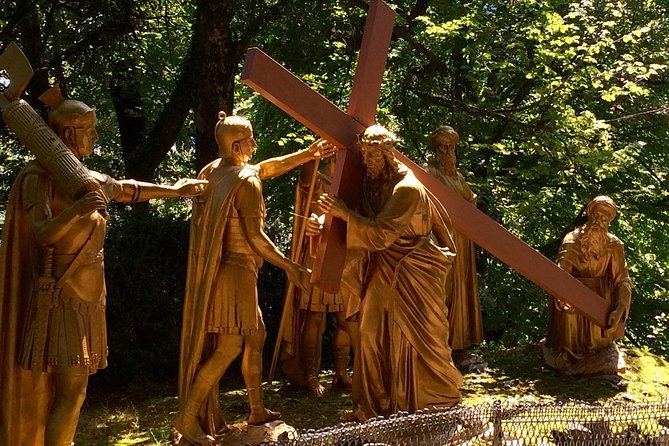 Lourdes Sanctuary tour- Catholic pilgrimage sanctuary - Lourdes sanctuary time: dramatic river-and-mountain setting
